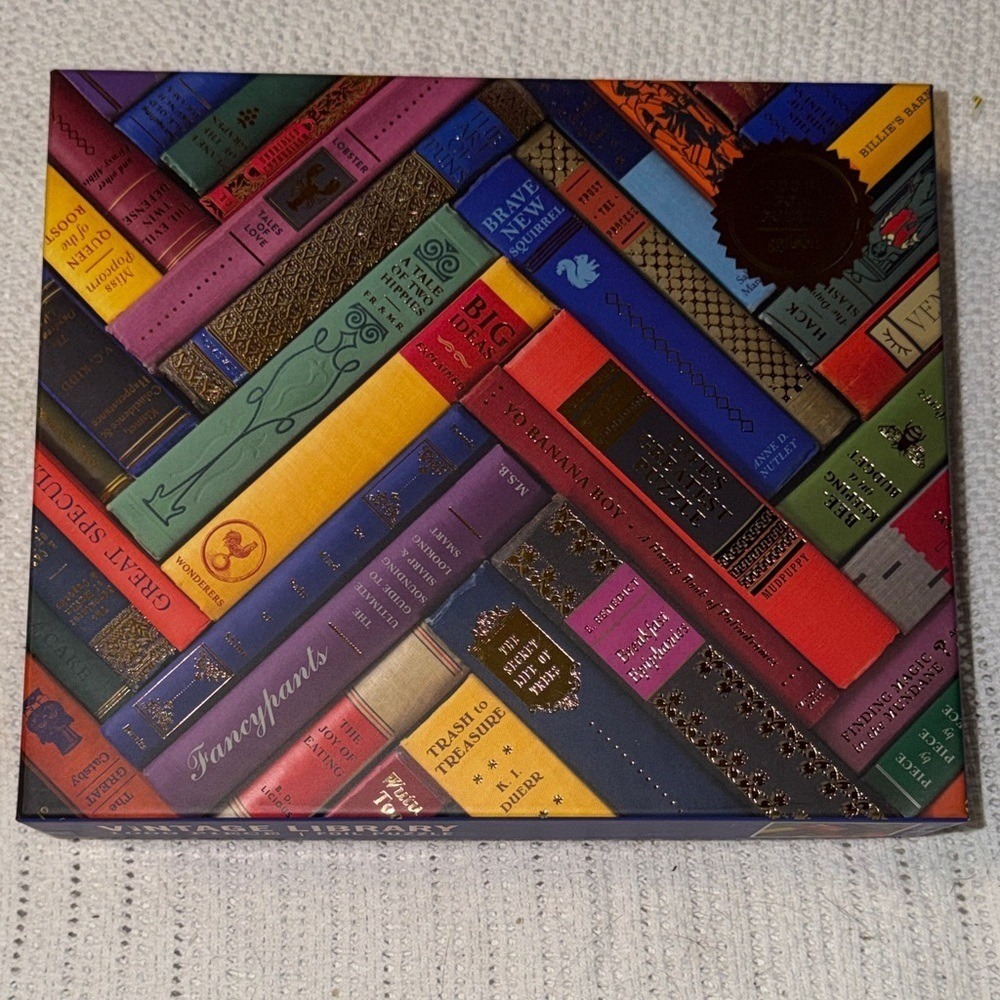 Galison Vintage Library 1000 Piece Foil Puzzle Phat Dog Vintage Books 20x27